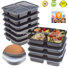 Envases de almacenamiento de comida de plástico Envases de preparación de comida de 3 compartimientos, fiambrera de Bento